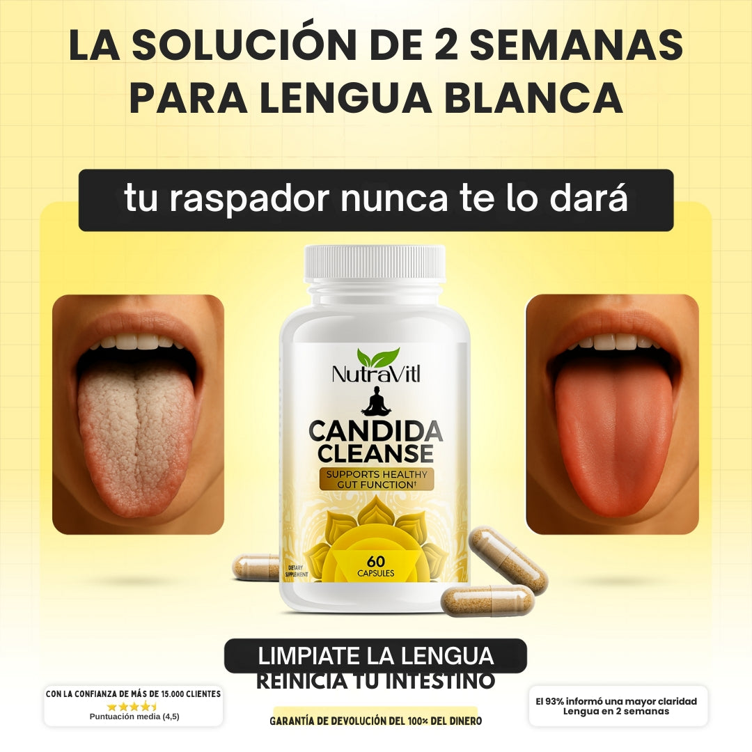 Candida Cleanse™ – Kit Natural para Cándida, Abdomen Plano y Eliminar la Lengua Blanca