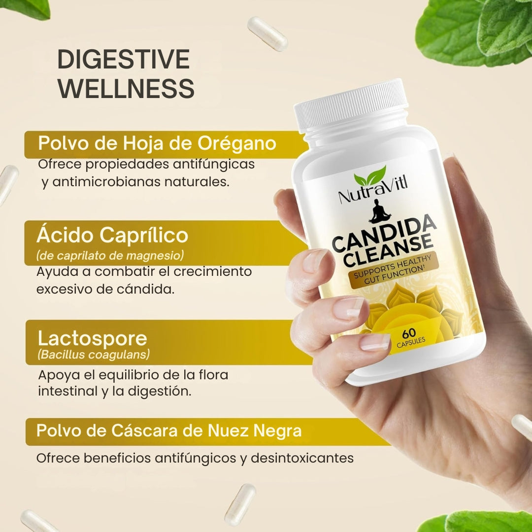 Candida Cleanse™ – Kit Natural para Cándida, Abdomen Plano y Eliminar la Lengua Blanca