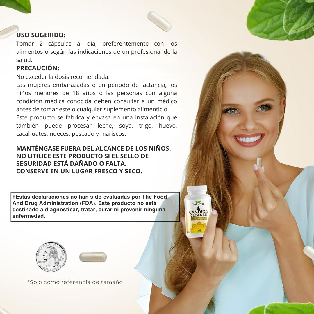 Candida Cleanse™ – Kit Natural para Cándida, Abdomen Plano y Eliminar la Lengua Blanca