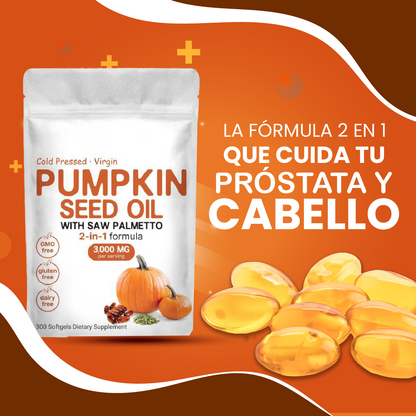 Cápsulas Blandas de Aceite de Semilla de Calabaza - Repara Tu Próstata, Riñones, Vejiga y Bloquea la Caída del Cabello