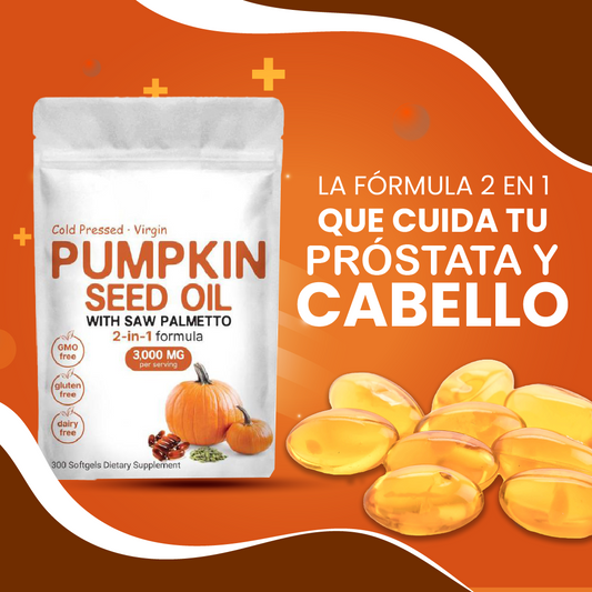Cápsulas Blandas de Aceite de Semilla de Calabaza - Repara Tu Próstata, Riñones, Vejiga y Bloquea la Caída del Cabello