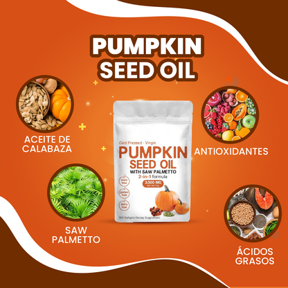 Cápsulas Blandas de Aceite de Semilla de Calabaza - Repara Tu Próstata, Riñones, Vejiga y Bloquea la Caída del Cabello